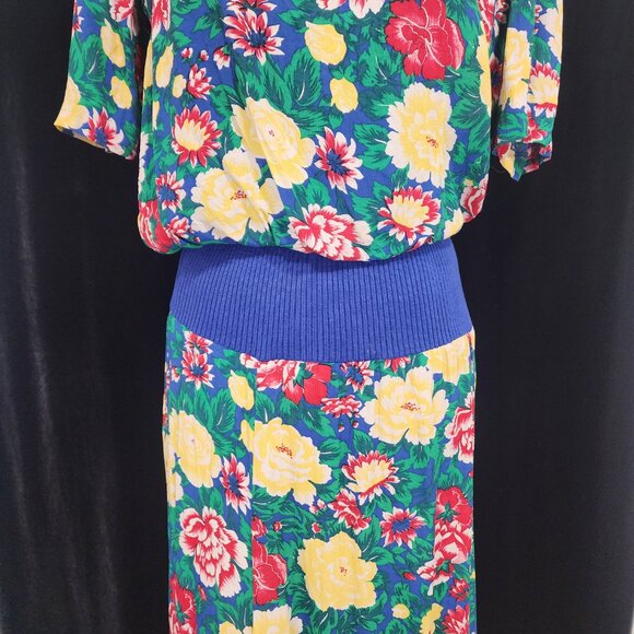 Vintage 70's-80' Handmade Floral Dress 1/2 Sleeve Grandma Special. 40" Chest - Picture 3 of 12